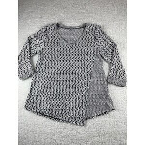 Habitat Clothes To Live In Womens XS Black White Textured Puckered Knit Top